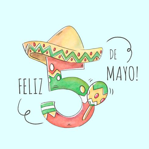 Mignon Cinco De Mayo Nombre Avec Chapeau Mexicain vecteur