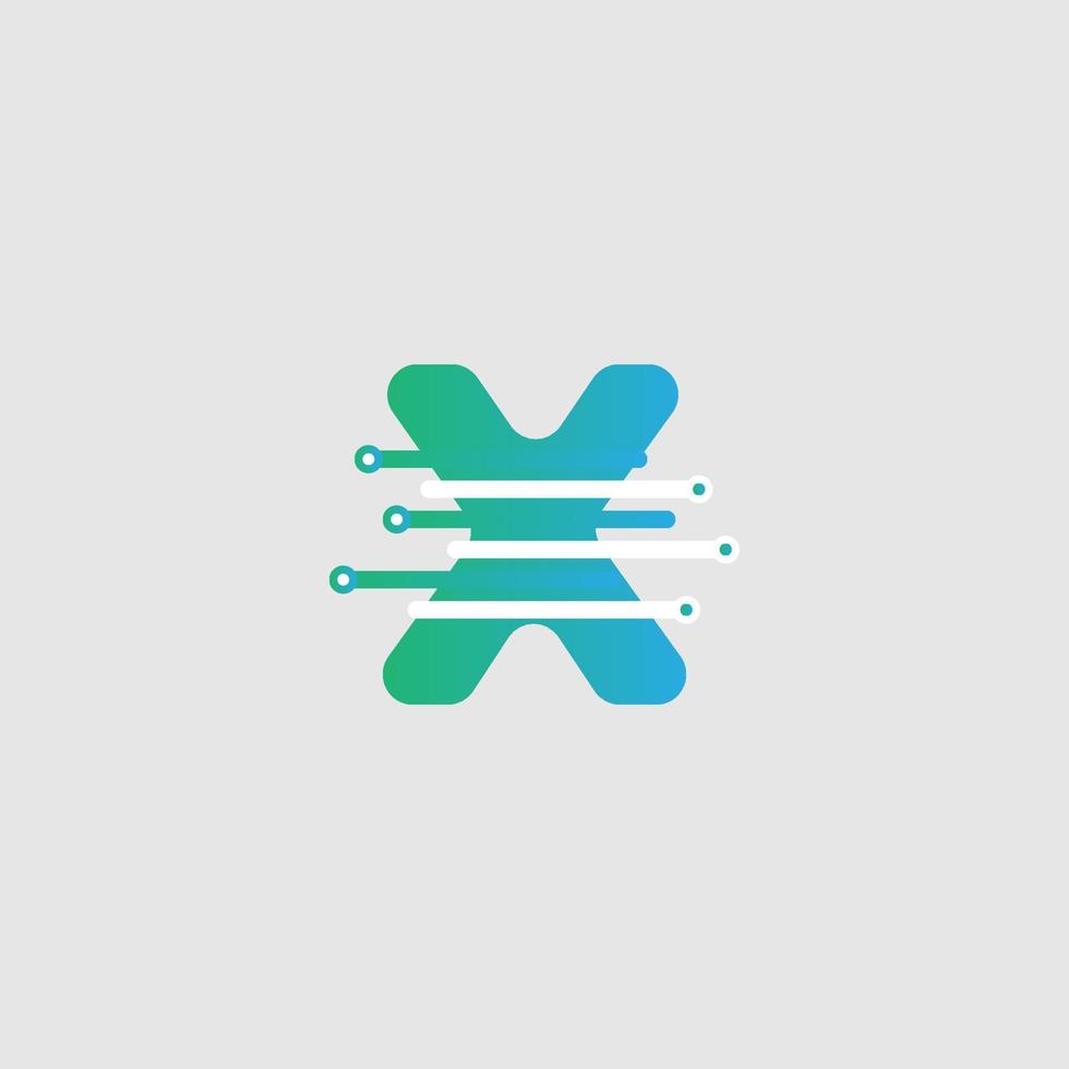 X lettre technologie logo conception modèle pour une technologie entreprise. vecteur conception