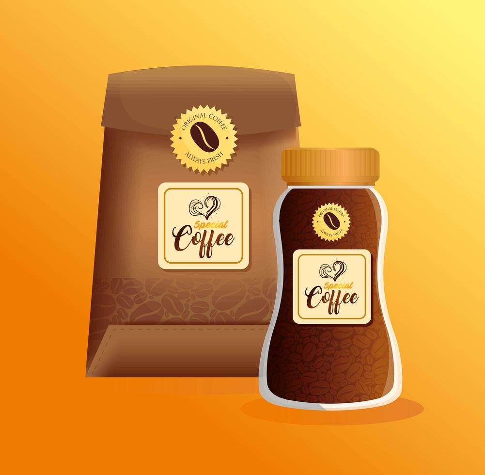 ensemble de maquette de café pour la conception d'emballage vecteur