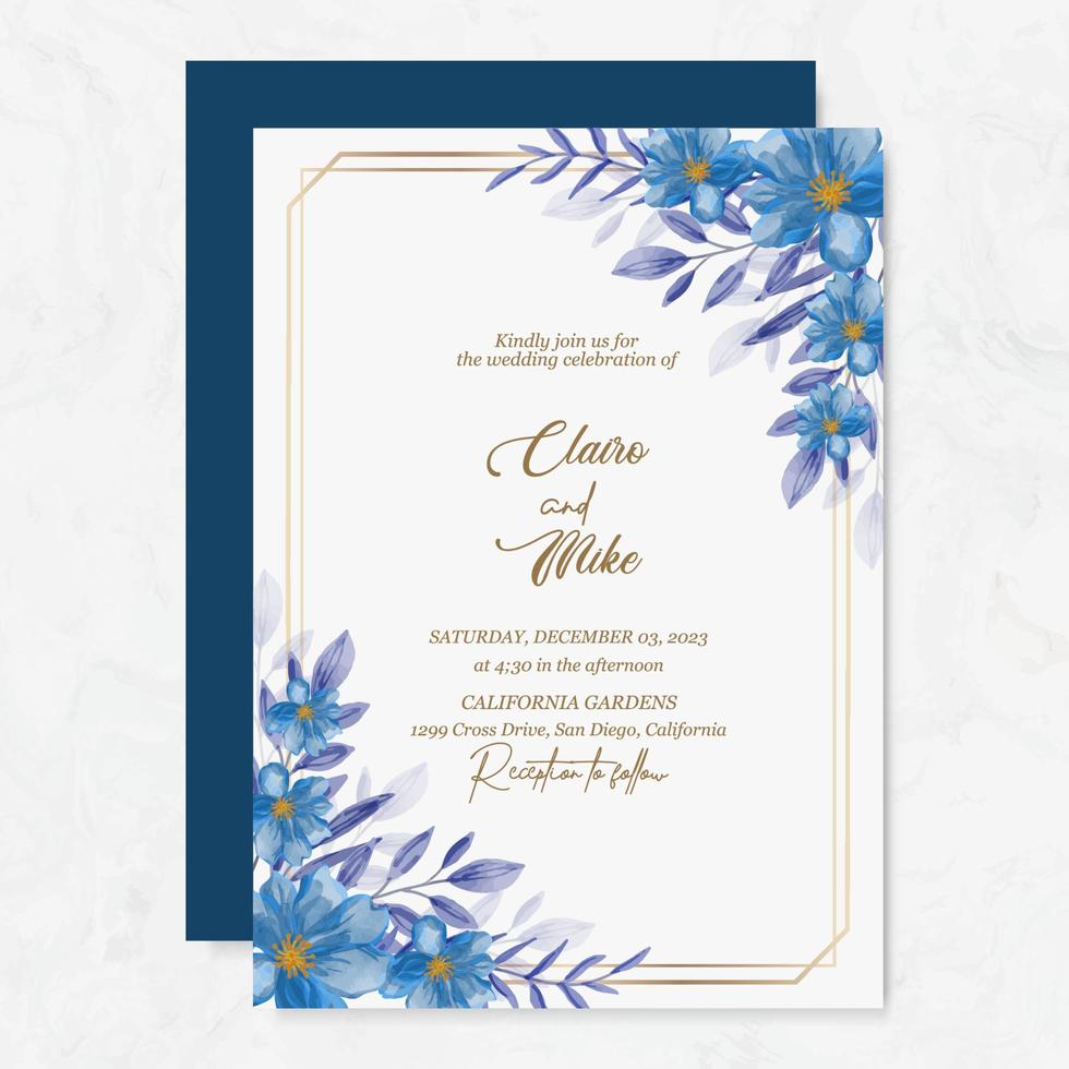 prime vecteur mariage invitation modèle avec aquarelle fleur