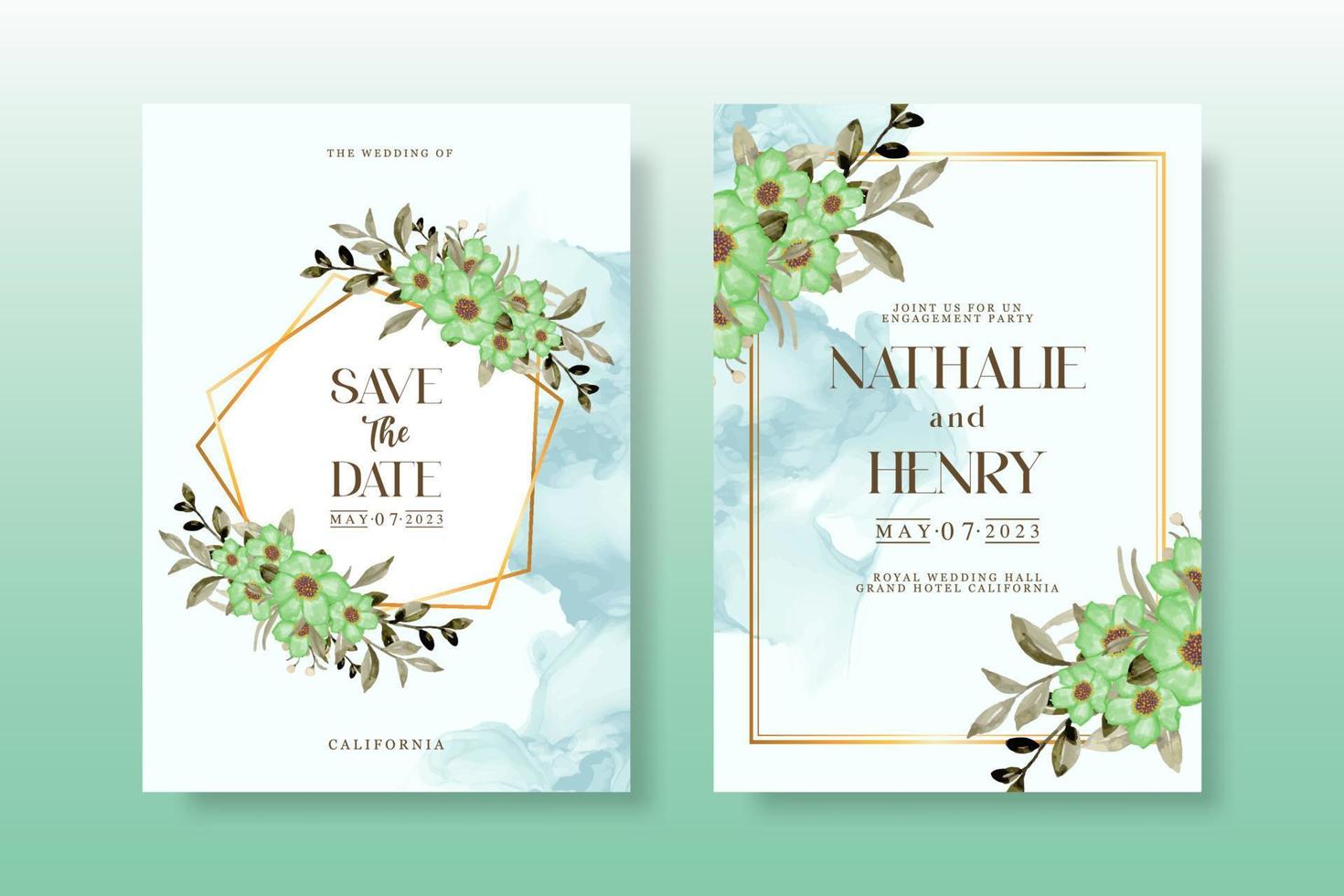 mariage invitation pack avec floral aquarelle vecteur
