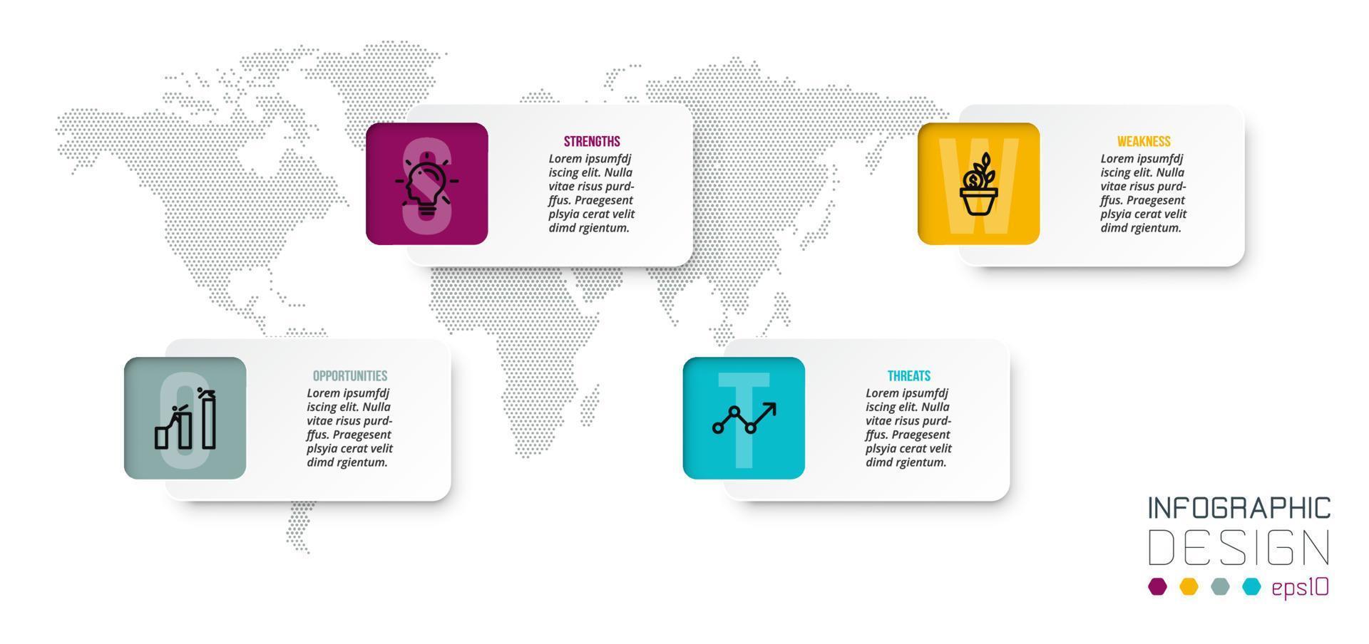 modèle d'infographie de concept d'entreprise avec analyse swot. vecteur