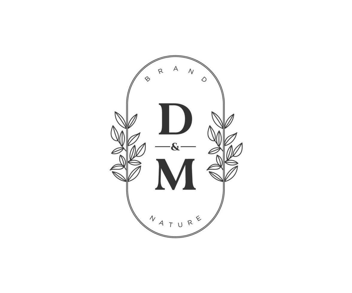 initiale dm des lettres magnifique floral féminin modifiable premade monoline logo adapté pour spa salon peau cheveux beauté boutique et cosmétique entreprise. vecteur