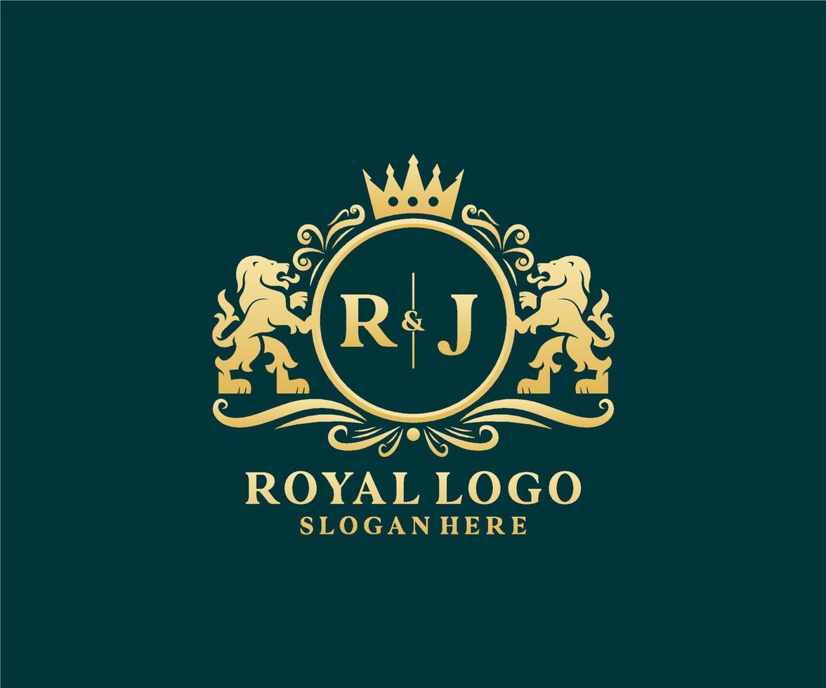 modèle de logo de luxe royal lion lettre initiale rj dans l'art vectoriel pour le restaurant, la royauté, la boutique, le café, l'hôtel, l'héraldique, les bijoux, la mode et d'autres illustrations vectorielles.