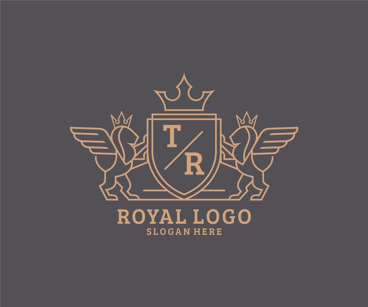 initiale tr lettre Lion Royal luxe héraldique, crête logo modèle dans vecteur art pour restaurant, royalties, boutique, café, hôtel, héraldique, bijoux, mode et autre vecteur illustration.