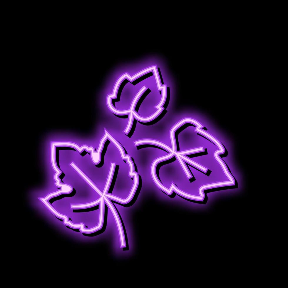 feuille grain de raisin vert néon lueur icône illustration vecteur