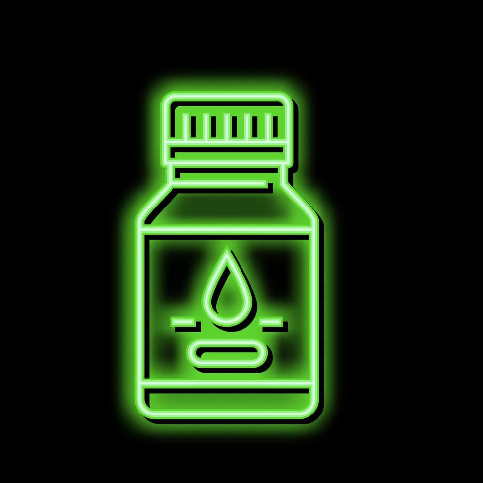 sirop pharmaceutique production néon lueur icône illustration vecteur