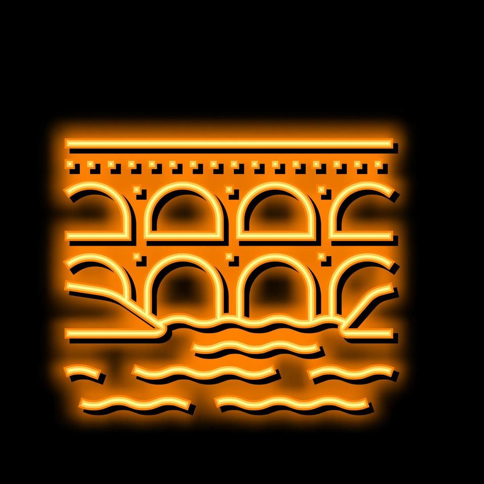 aqueduc construction néon lueur icône illustration vecteur
