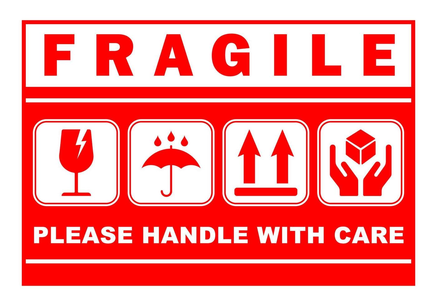 rouge autocollant fragile manipuler avec se soucier imprimable signe symbole pour livraison paquet Facile minimaliste vecteur