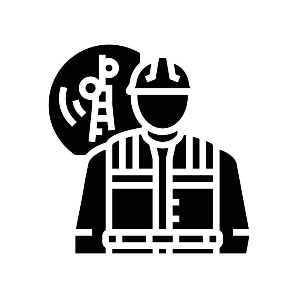 télécommunications équipement installateurs réparateurs glyphe icône vecteur illustration