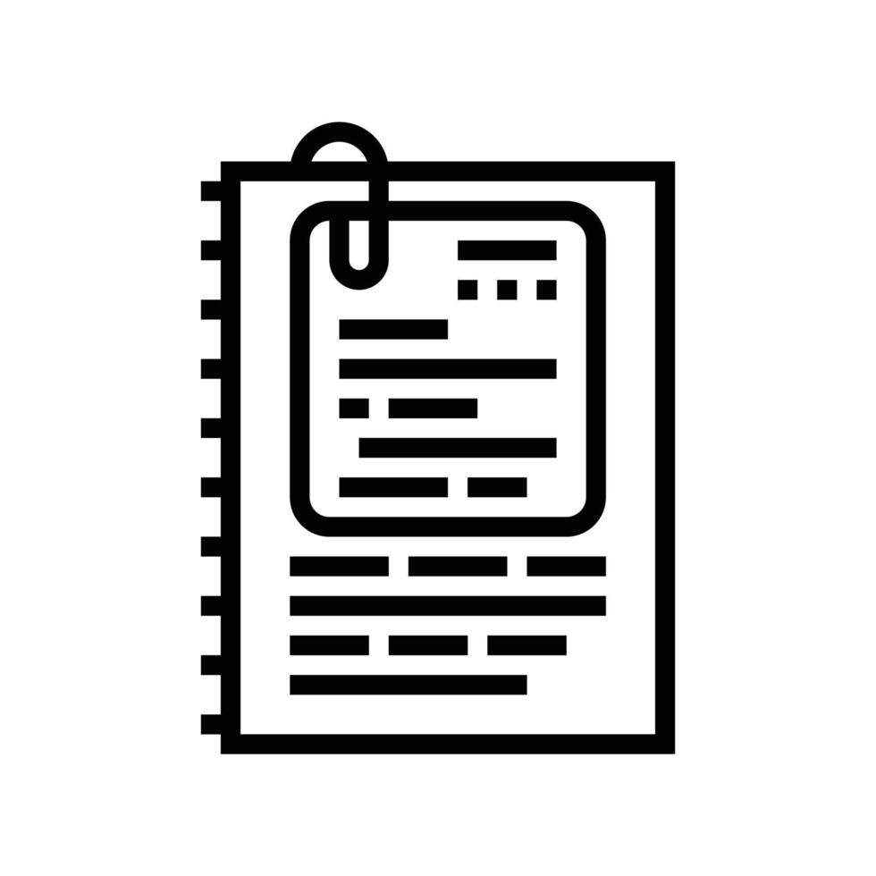 Remarque document papier ligne icône vecteur illustration