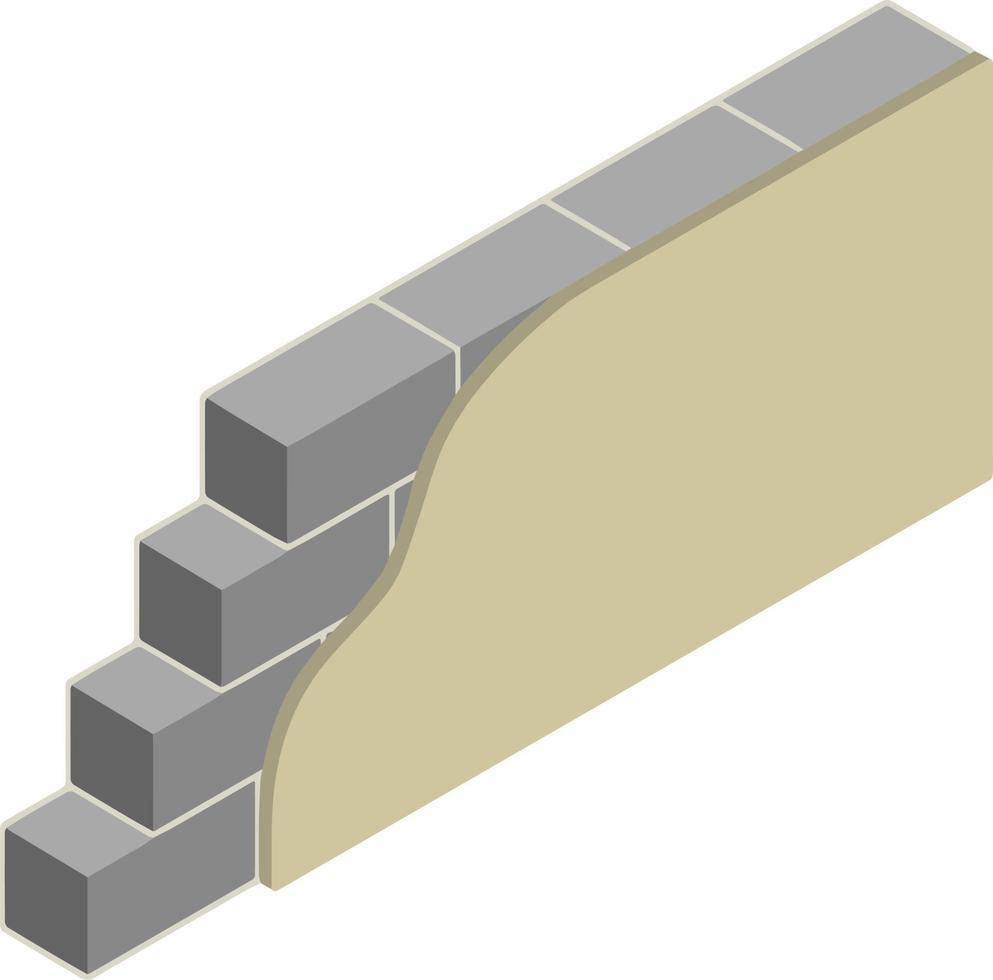 mur de briques grises de la maison. élément de construction de bâtiments. objet en pierre. illustration isométrique. symbole de protection et de sécurité vecteur