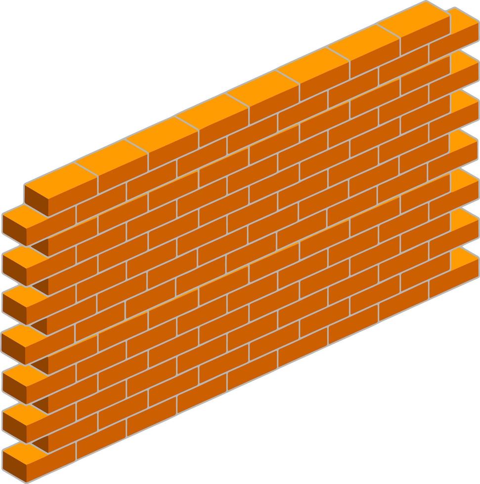 rouge brique mur de maison. élément de bâtiment construction. pierre objet. isométrique illustration. symbole de protection et Sécurité vecteur