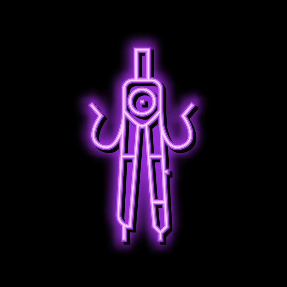 boussole diviseur papeterie personnage néon lueur icône illustration vecteur