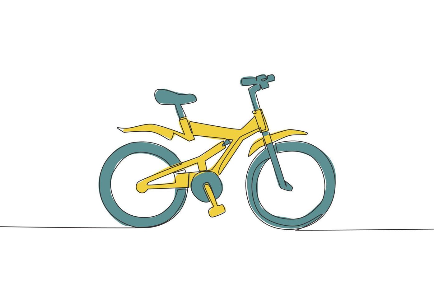 un continu ligne dessin de moderne et branché vélo des gamins logo. amusement bicyclette concept. Célibataire ligne dessiner conception vecteur illustration