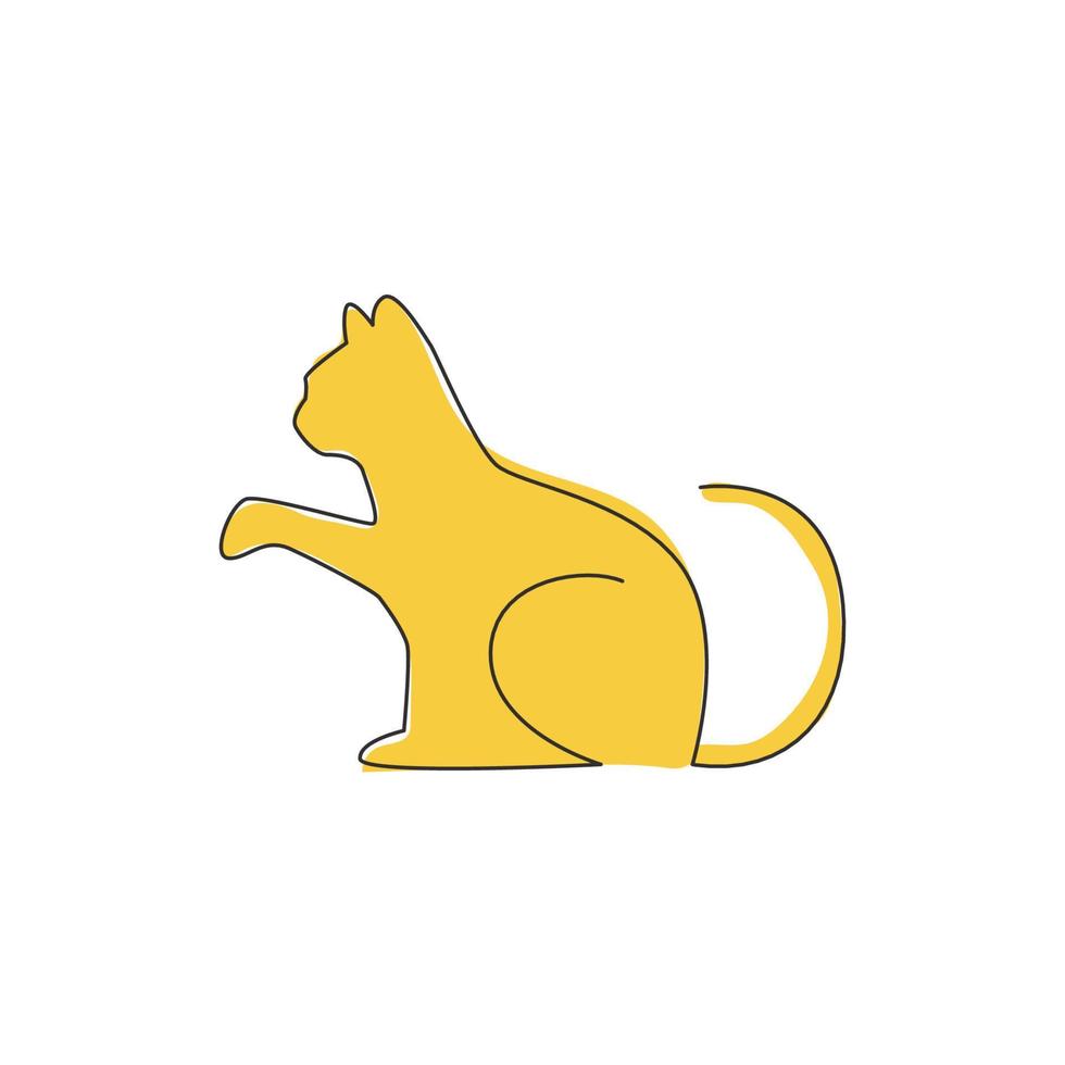 dessin au trait continu unique de l'icône de chat chaton mignon. concept de vecteur d'emblème de logo d'animal de compagnie de kitty. illustration graphique de conception de dessin à une ligne moderne