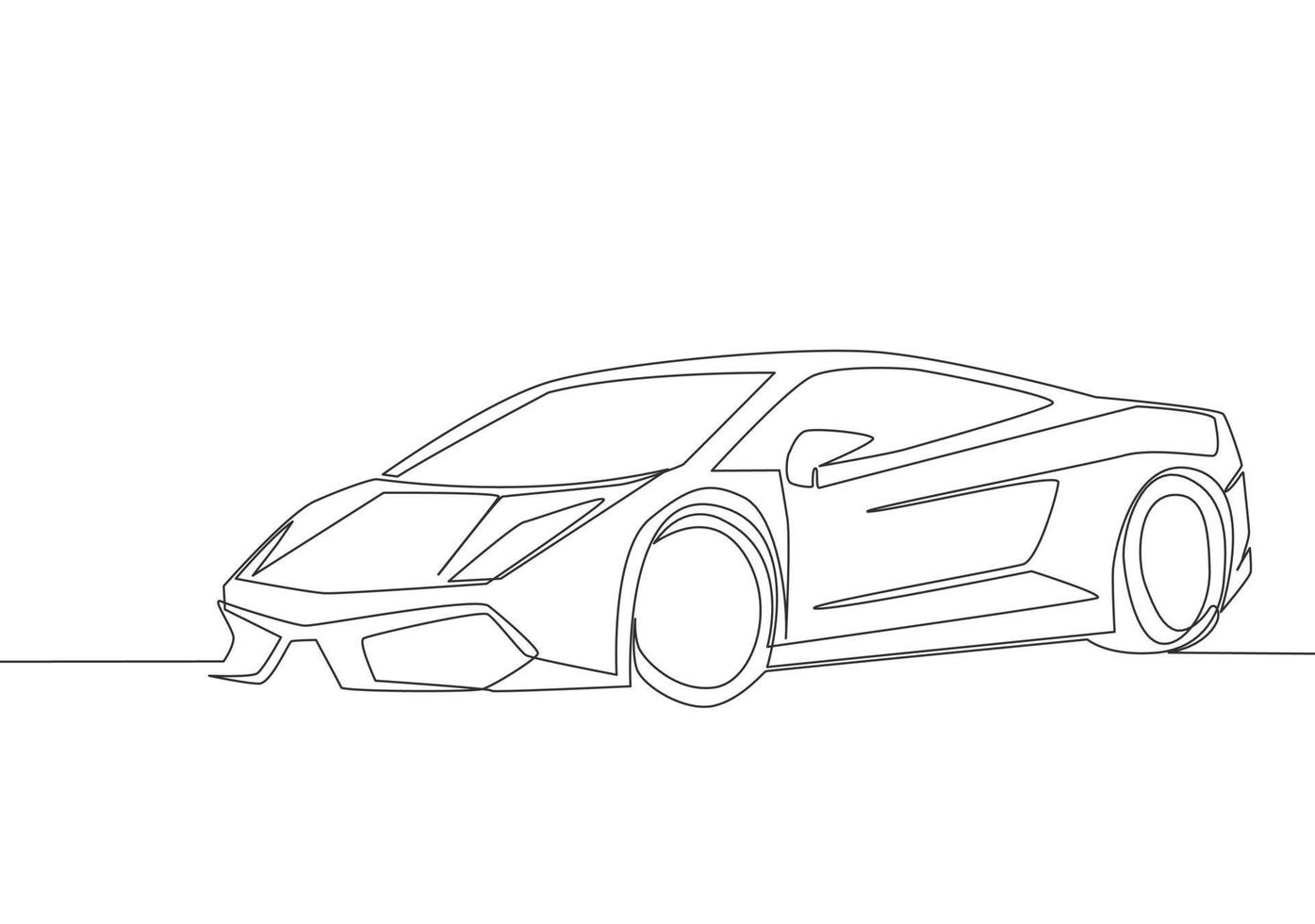 continu ligne dessin de courses et dérive élégant sedan sport auto. luxe super voiture transport concept. un Célibataire continu ligne dessiner conception vecteur