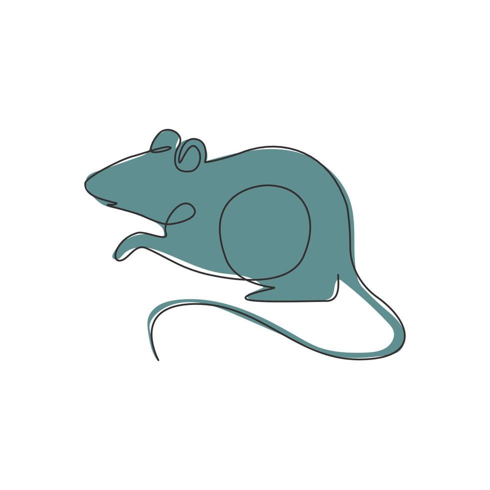 dessin au trait continu unique d'une petite souris mignonne pour l'identité du logo. concept de mascotte animale de mammifère de souris drôles pour l'icône de club d'amant d'animal familier. Une ligne moderne dessiner illustration vectorielle design graphique vecteur