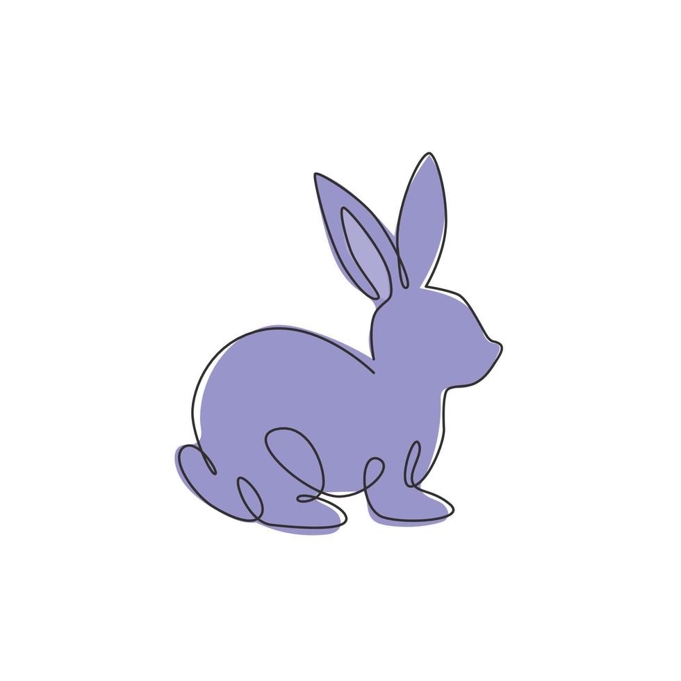 dessin au trait continu unique de lapin drôle pour l'identité du logo de l'animalerie. concept de mascotte animale lapin mignon pour l'icône de magasin de jouets pour enfants. Une ligne moderne dessiner illustration graphique vectorielle de conception vecteur