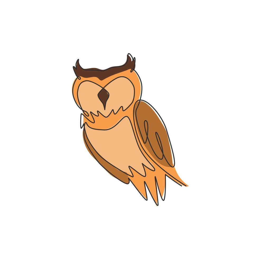 un seul dessin d'oiseau hibou élégant pour l'identité du logo de l'entreprise. symbole de l'éducation, de la sagesse, de la sagesse, de l'école, de l'intelligence, du concept d'icône de la connaissance. illustration graphique de vecteur de dessin de ligne continue