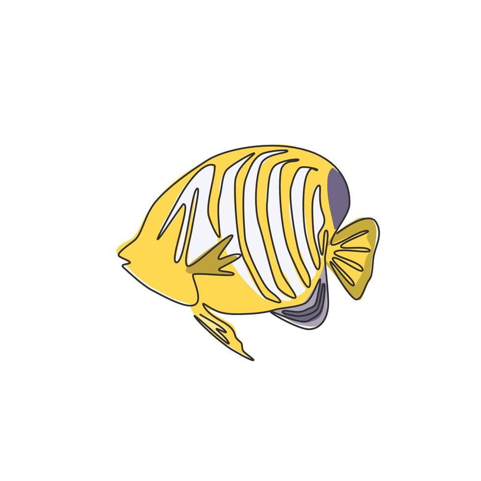 dessin au trait continu unique d'un adorable poisson-ange royal pour l'identité du logo de l'entreprise. concept de mascotte de poisson ange exotique pour l'icône de spectacle d'aquarium. Illustration vectorielle de conception graphique moderne d'une ligne vecteur