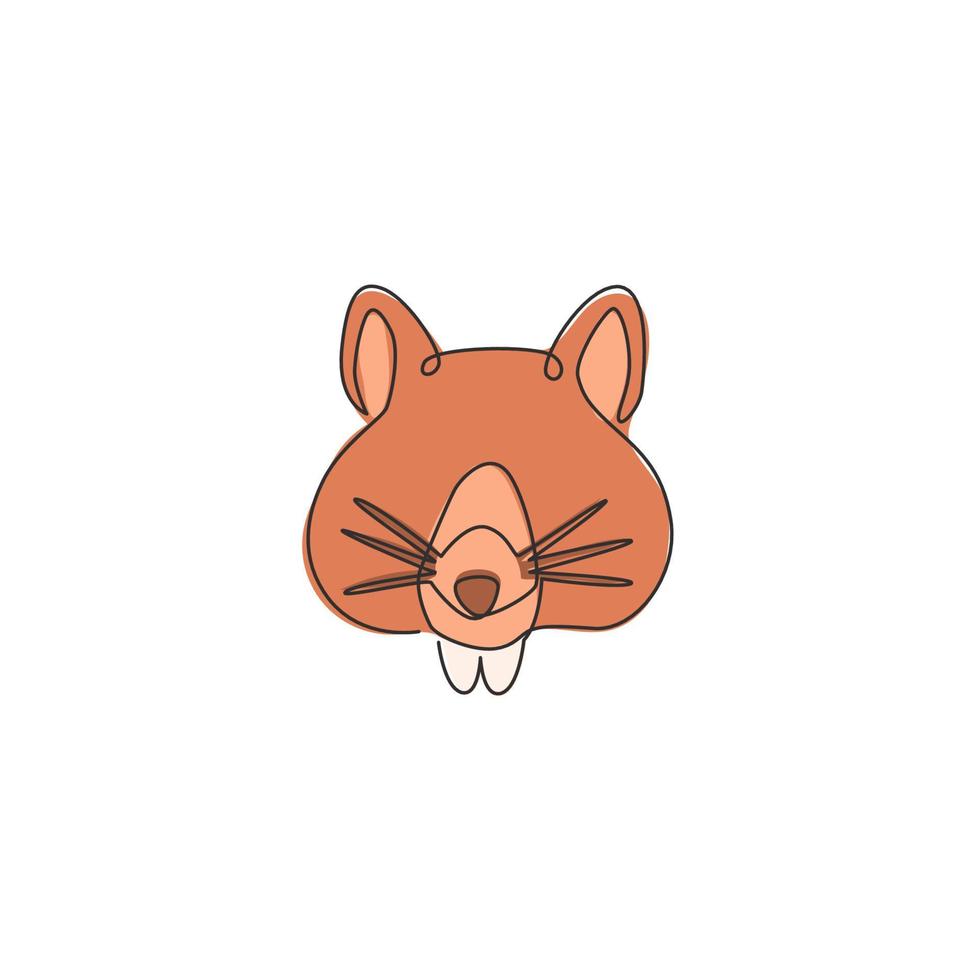 un dessin au trait continu d'une adorable tête de hamster pour l'identité du logo. concept de mascotte d'animal de famille de rat pour l'icône de ferme de hamster. illustration vectorielle de conception de dessin à une seule ligne moderne vecteur