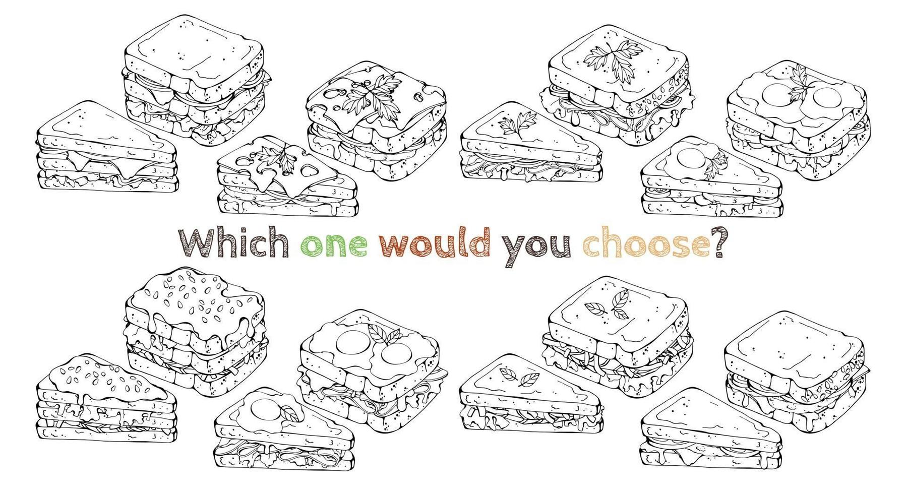 ensemble de différents types de sandwichs vectoriels vecteur