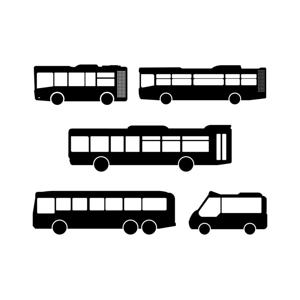 ensemble de bus de la ville sur fond blanc vecteur