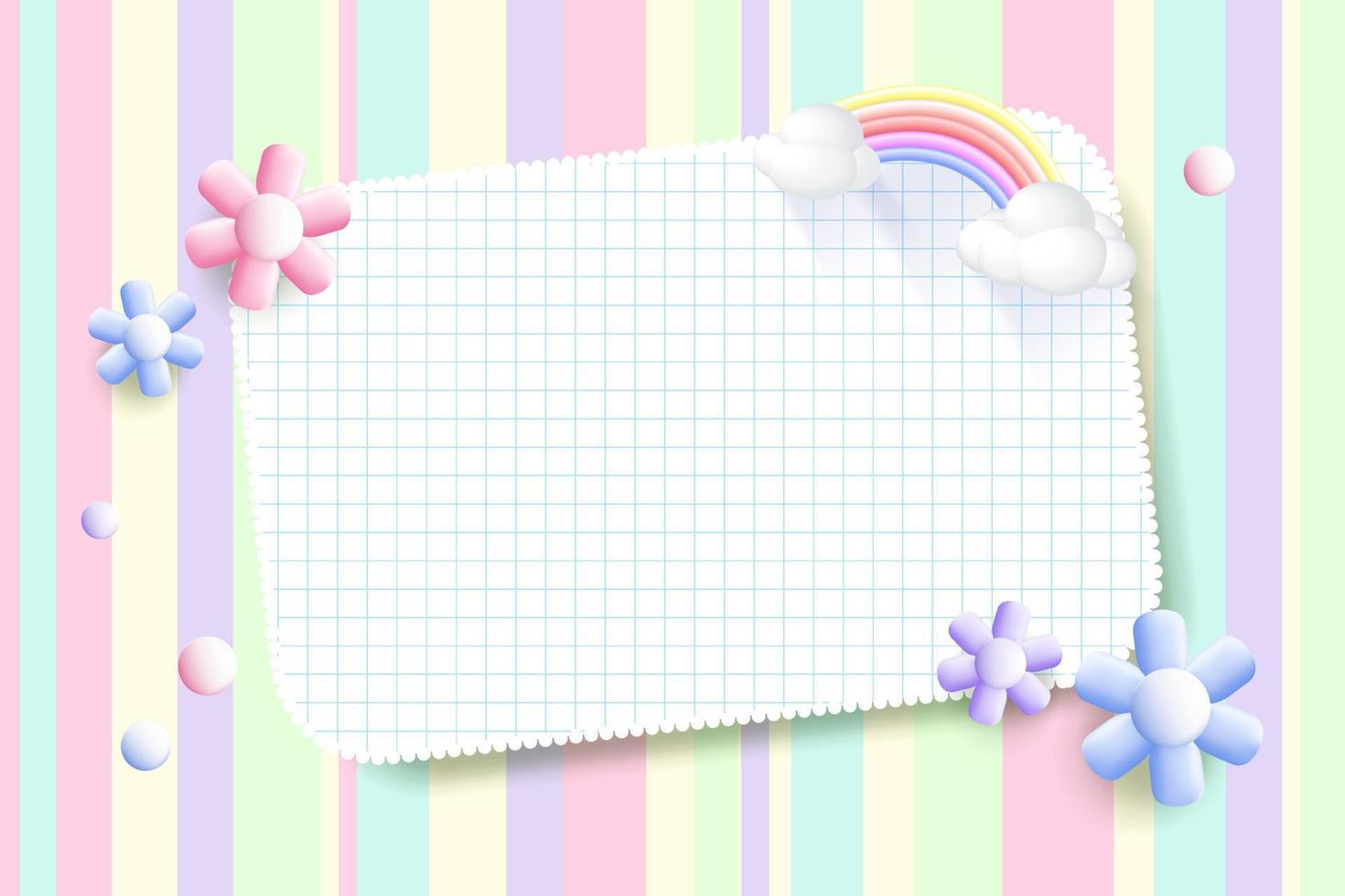 mignonne cadre, mignonne arc en ciel frontière vecteur, floral cadre, pastel bureau fond d'écran, arc en ciel arrière-plan, et fond d'écran Contexte des gamins vecteur