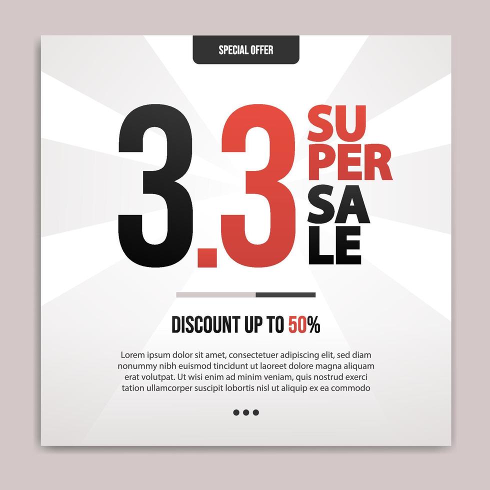 3,3 éclat vente promotion bannière. remise Mars vecteur