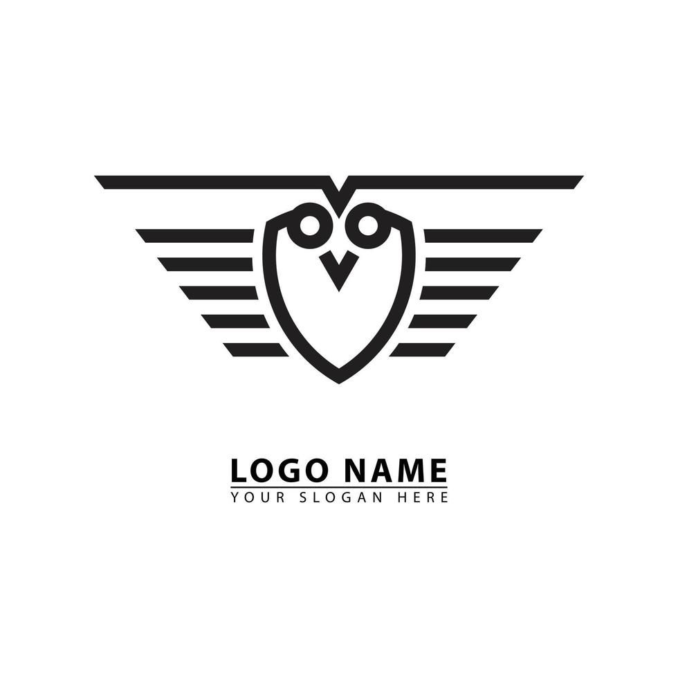 hibou tête vecteur ligne forme logo icône.