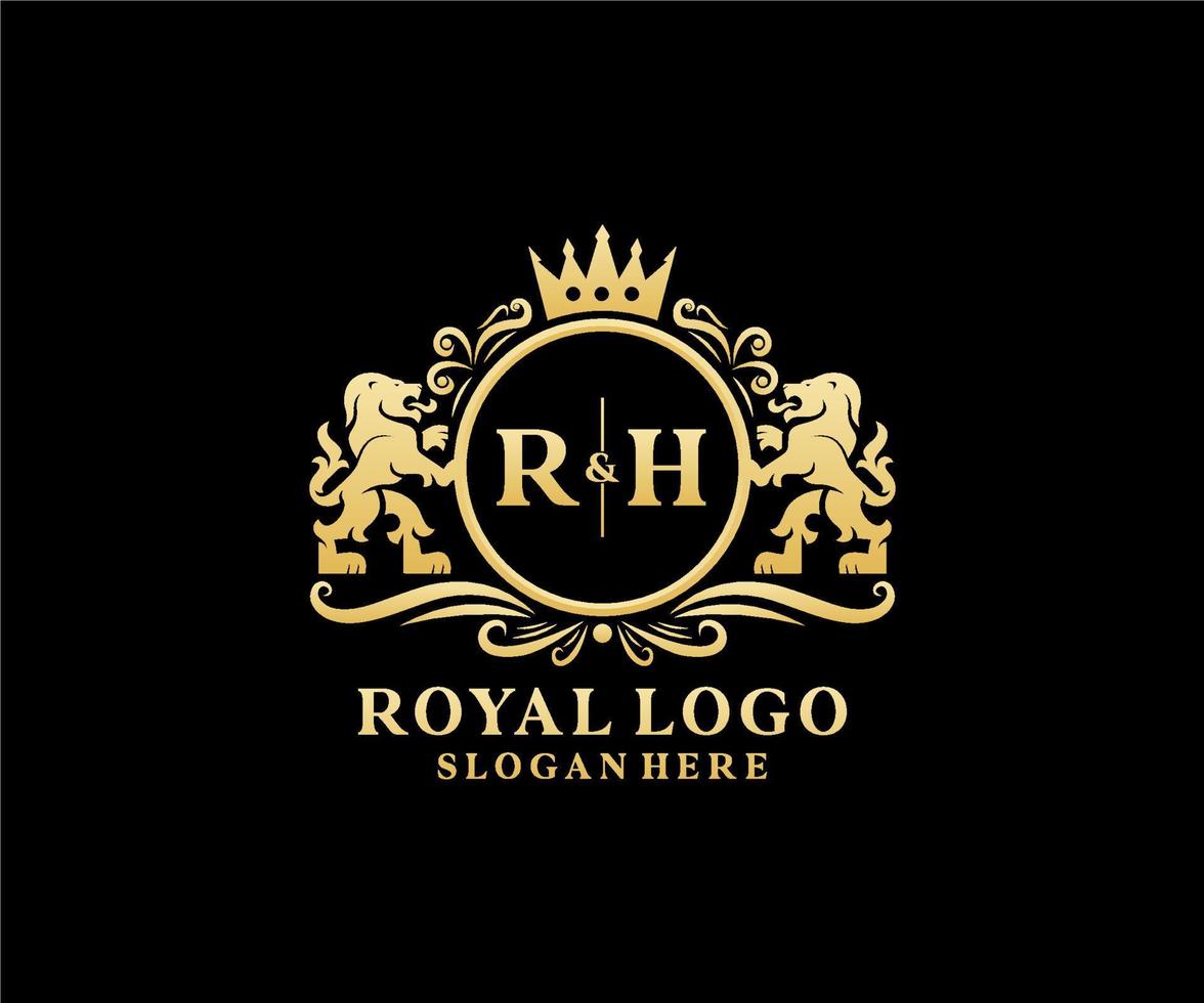 initiale rh lettre Lion Royal luxe logo modèle dans vecteur art pour restaurant, royalties, boutique, café, hôtel, héraldique, bijoux, mode et autre vecteur illustration.