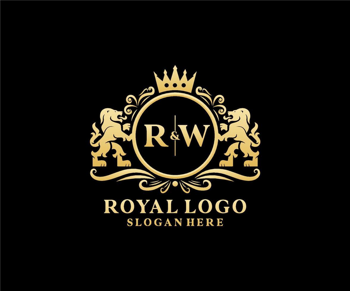 modèle de logo de luxe royal lion lettre initiale rw dans l'art vectoriel pour le restaurant, la royauté, la boutique, le café, l'hôtel, l'héraldique, les bijoux, la mode et d'autres illustrations vectorielles.