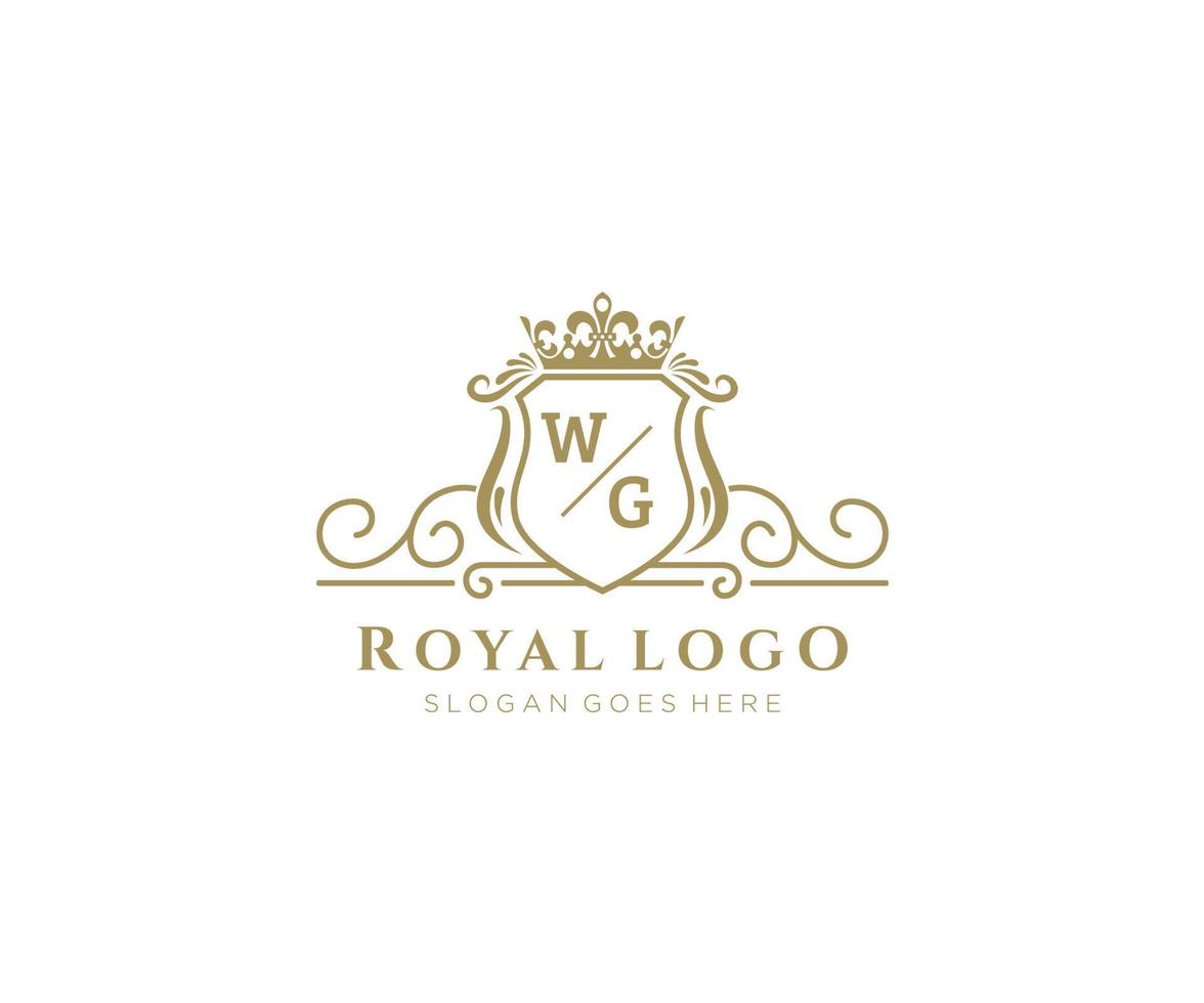 initiale wg lettre luxueux marque logo modèle, pour restaurant, royalties, boutique, café, hôtel, héraldique, bijoux, mode et autre vecteur illustration.