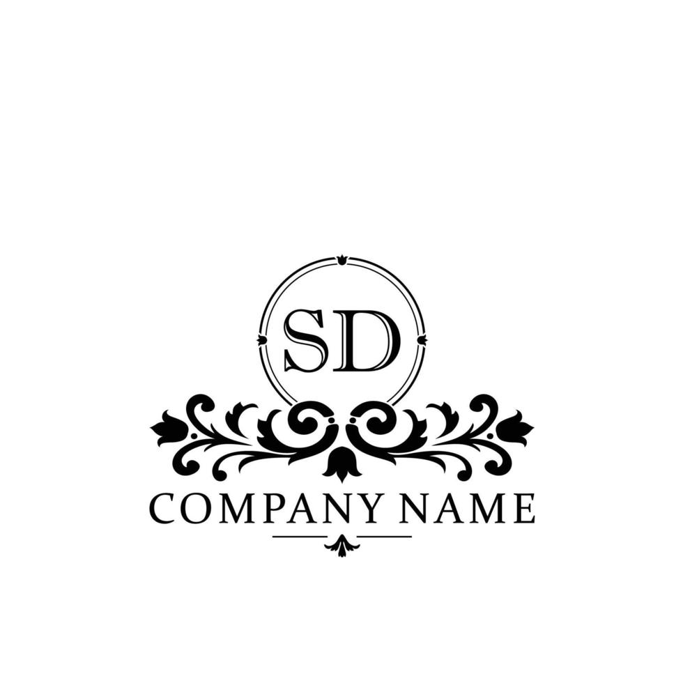 lettre Dakota du Sud floral logo conception. logo pour femmes beauté salon massage cosmétique ou spa marque vecteur