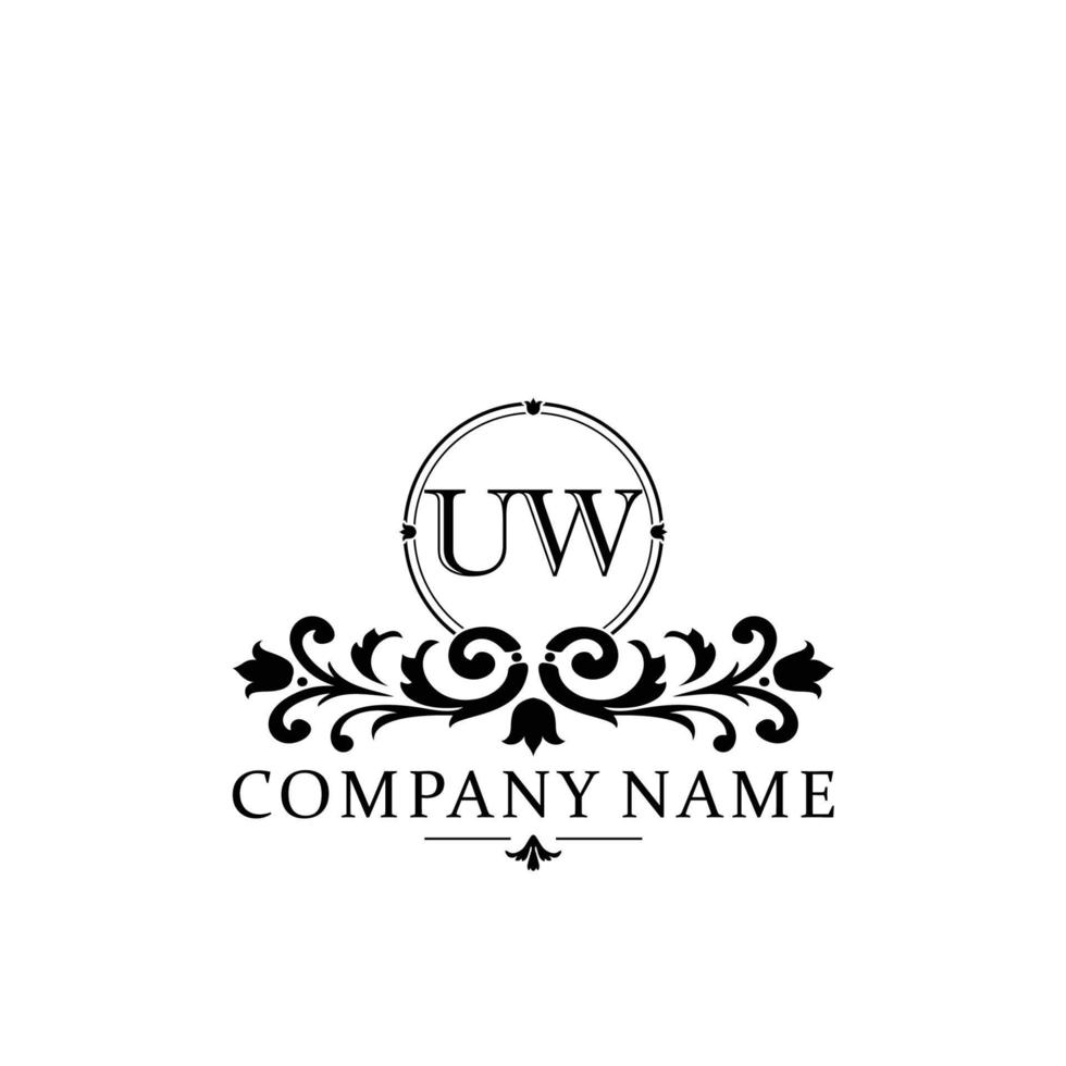 lettre uw floral logo conception. logo pour femmes beauté salon massage cosmétique ou spa marque vecteur