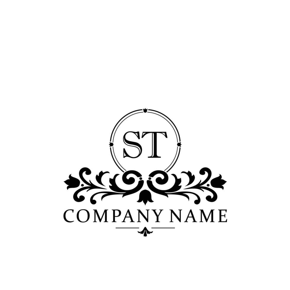 lettre st floral logo conception. logo pour femmes beauté salon massage cosmétique ou spa marque vecteur