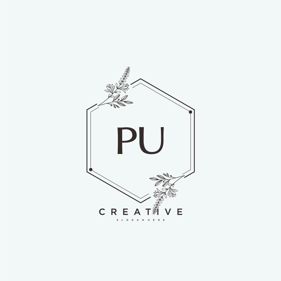 pu beauté vecteur initiale logo art, écriture logo de initiale signature, mariage, mode, bijoux, boutique, floral et botanique avec Créatif modèle pour tout entreprise ou entreprise.