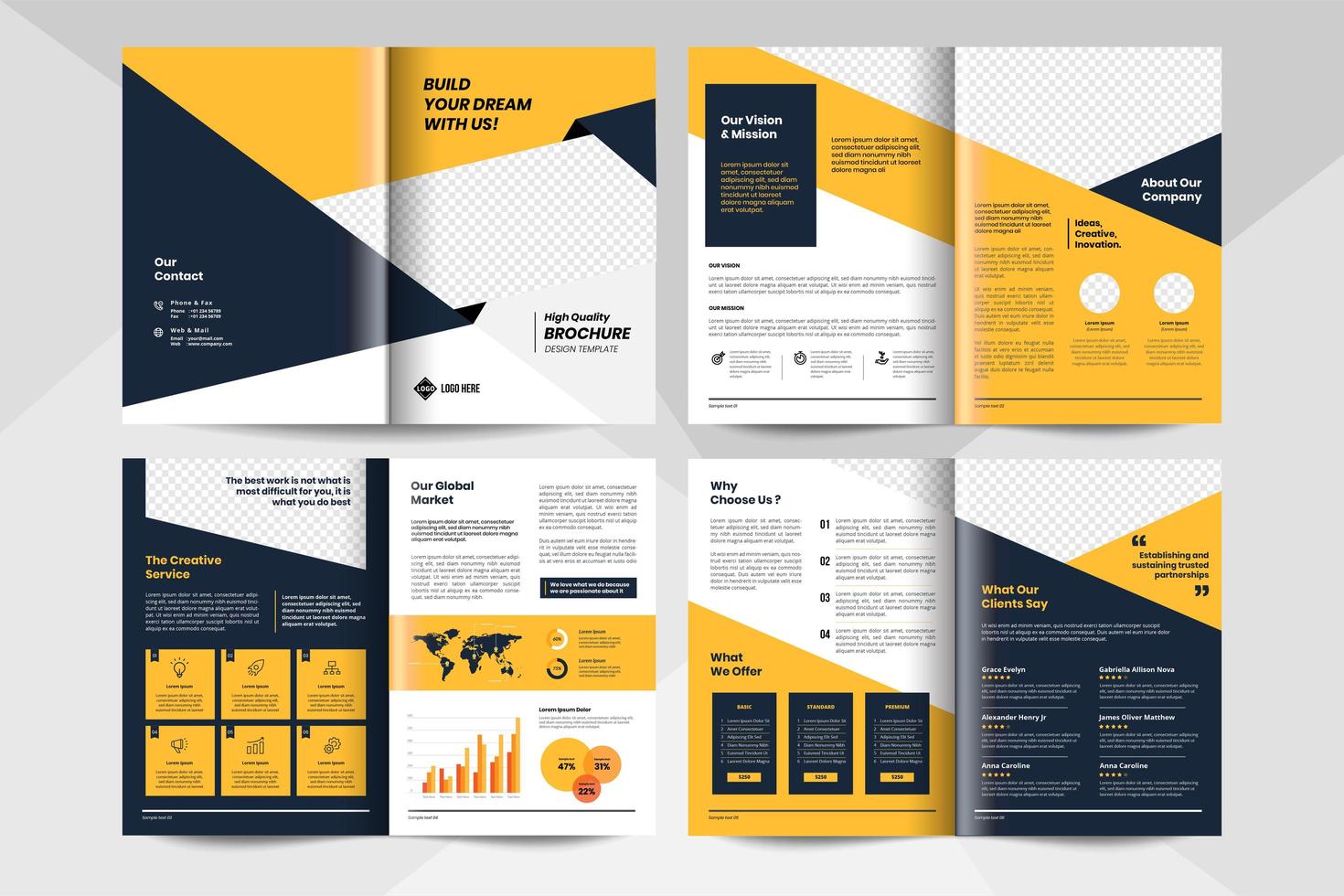 modèle de brochure d'entreprise jaune. modèle de flyer d'entreprise. vecteur