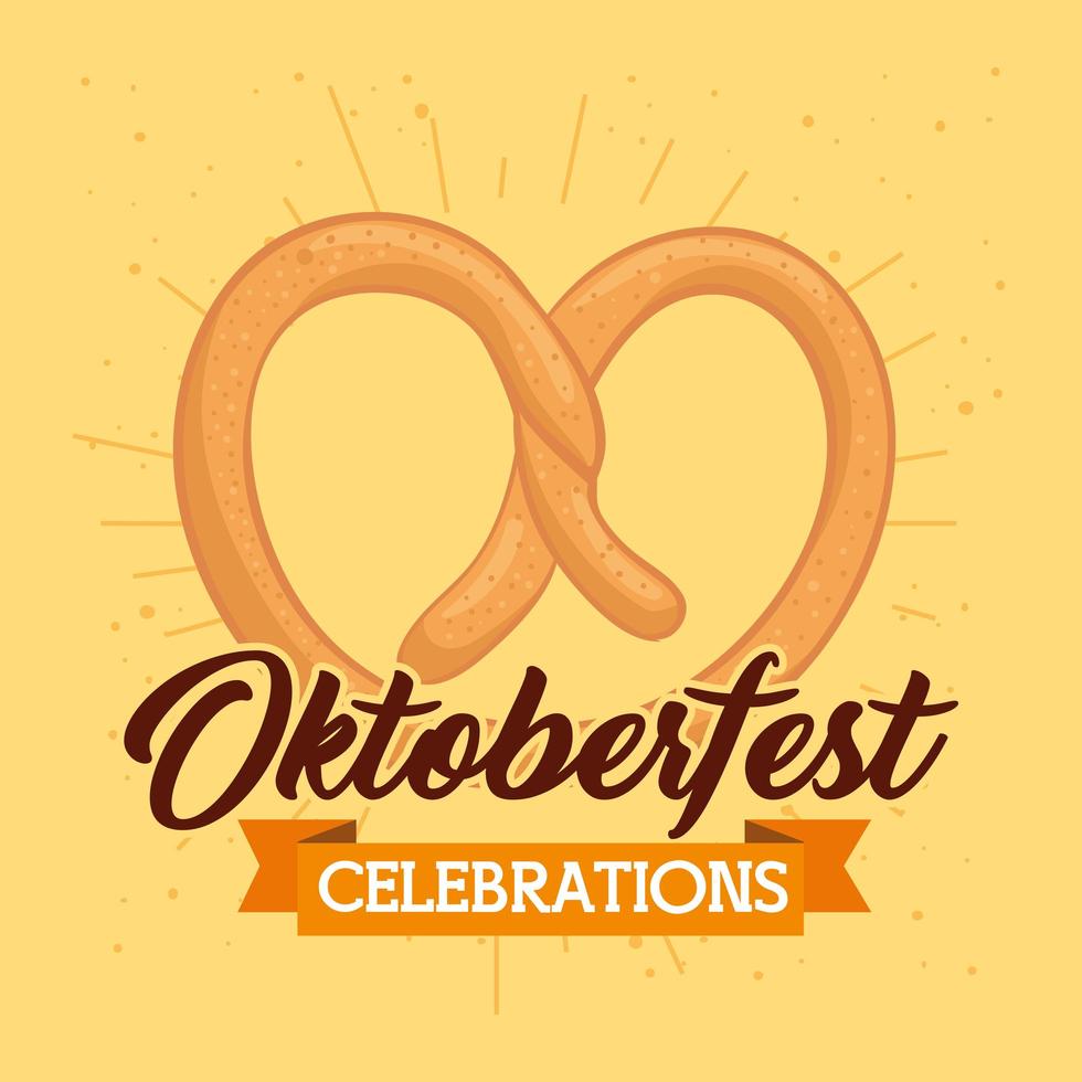 bannière de célébration oktoberfest avec de délicieux bretzels vecteur