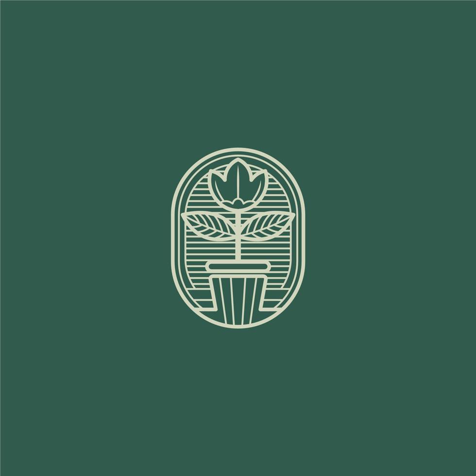 Facile logo de plante dans pot vecteur