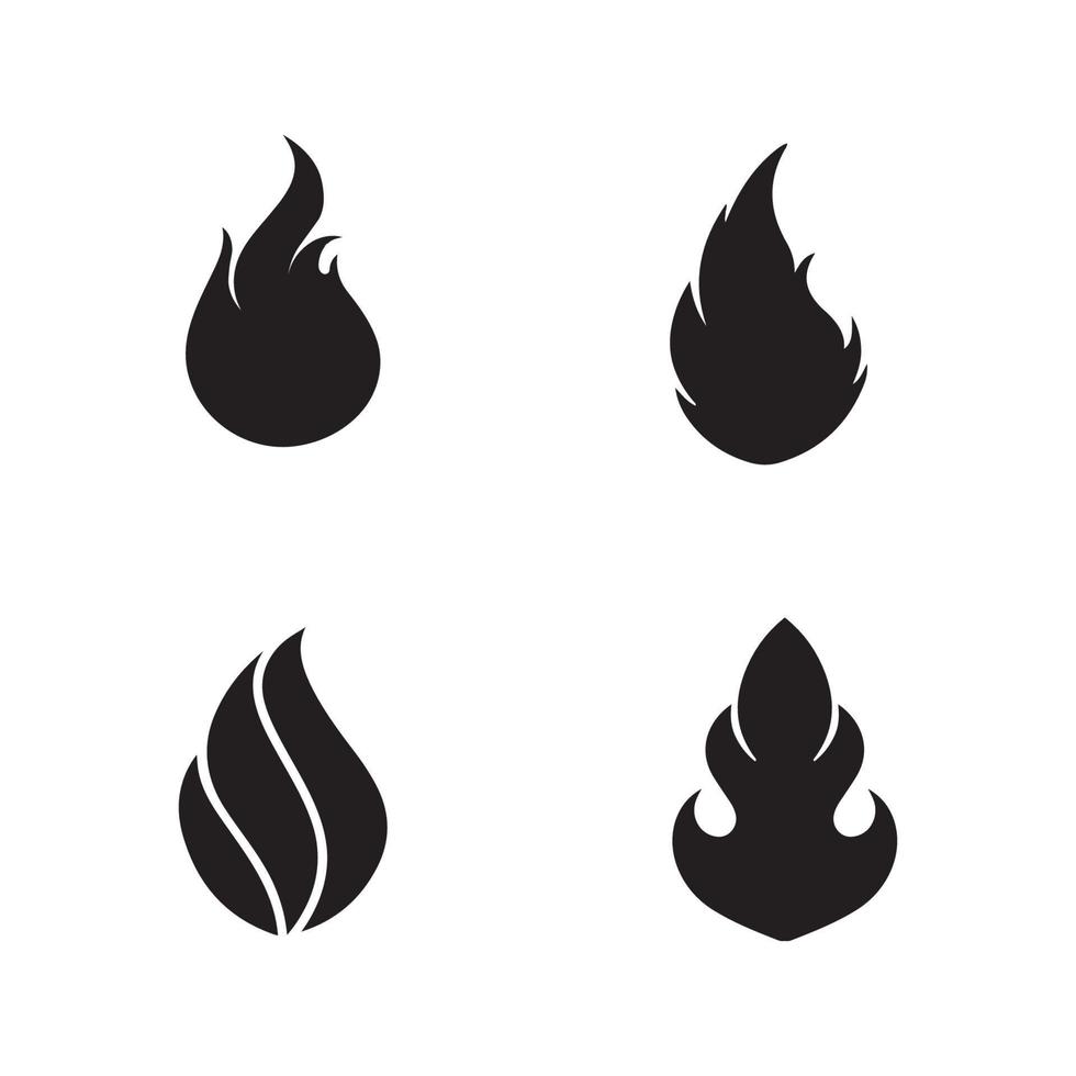 Feu flamme logo icône vecteur ensemble conception modèle