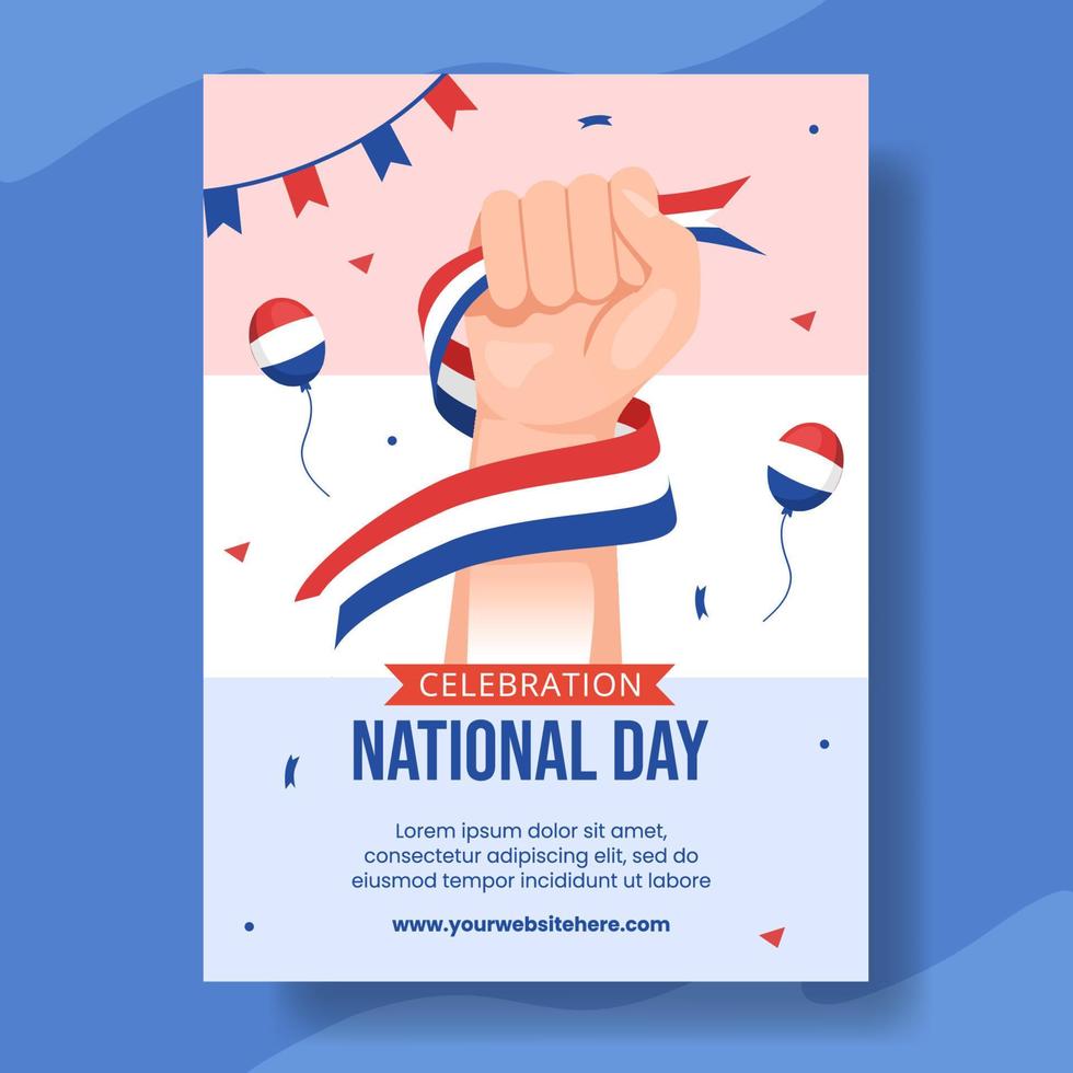 content Pays-Bas nationale journée verticale affiche dessin animé main tiré modèles Contexte illustration vecteur