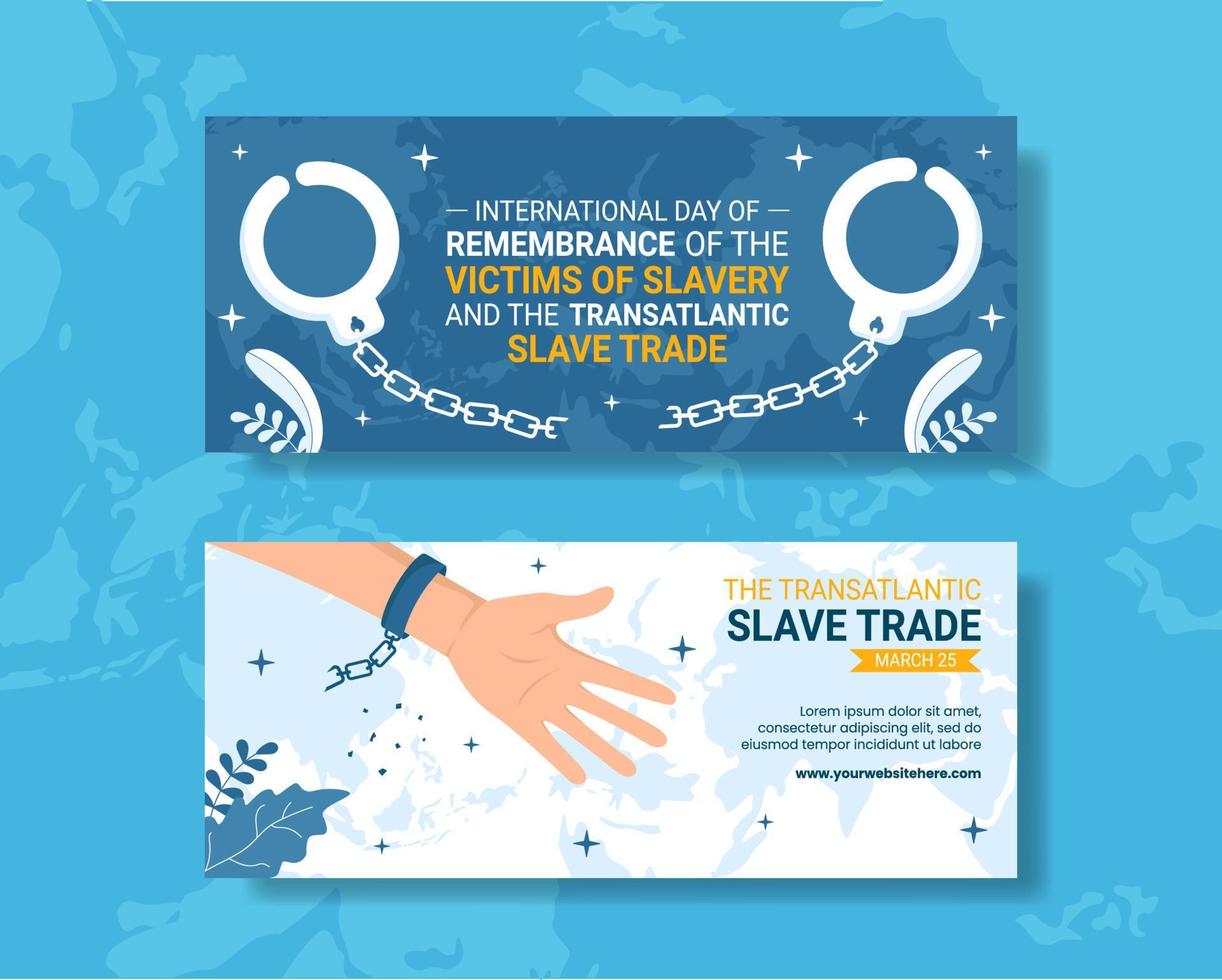 souvenir de le victimes de esclavage et esclave Commerce horizontal bannière plat dessin animé main tiré modèles illustration vecteur