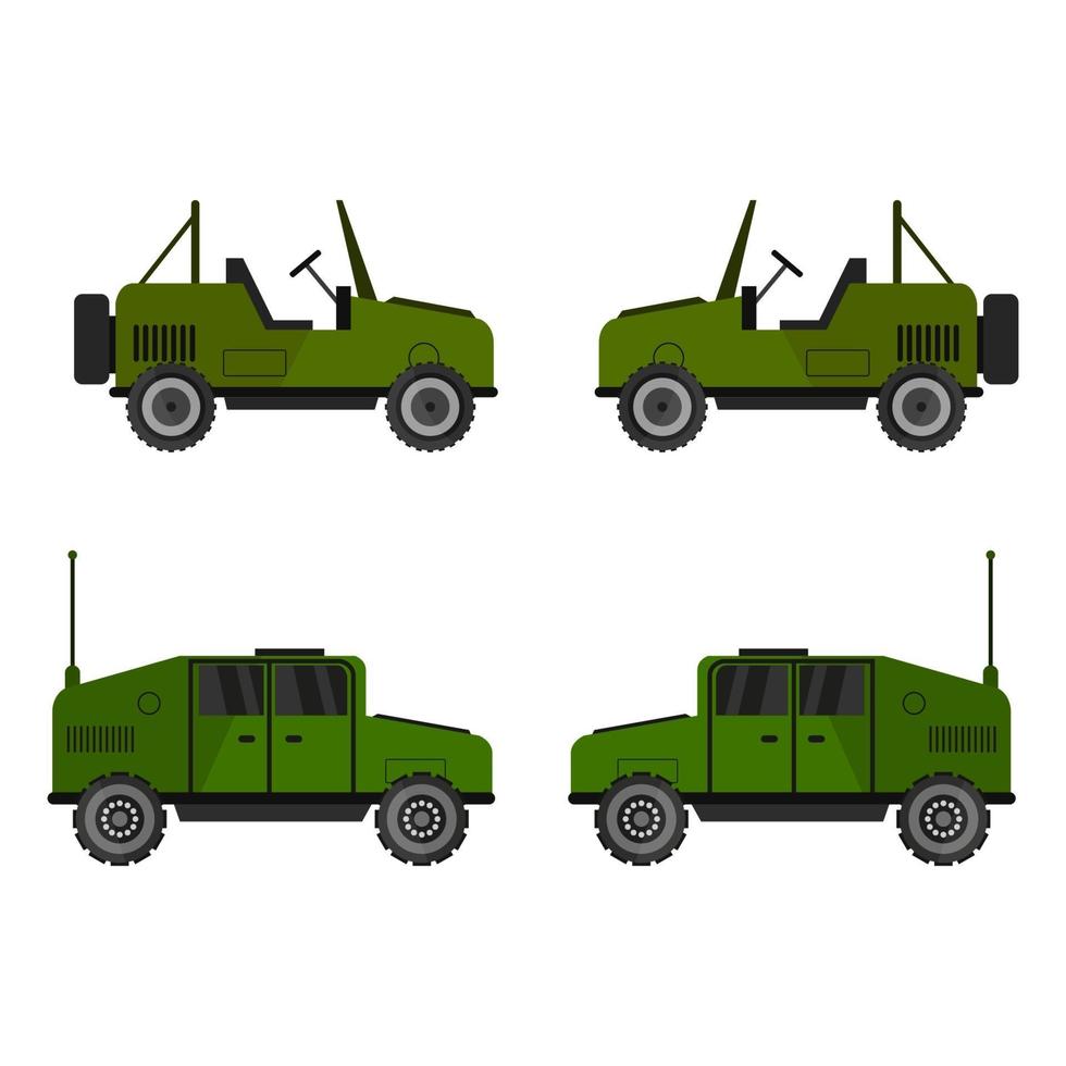 ensemble de jeeps militaires sur fond blanc vecteur