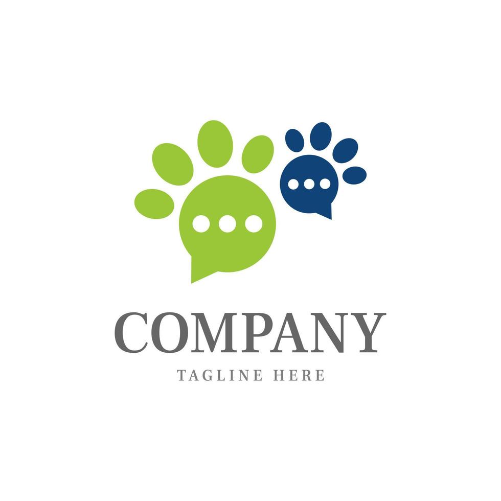 animal de compagnie patte animal pied tract bavarder parler logo vecteur