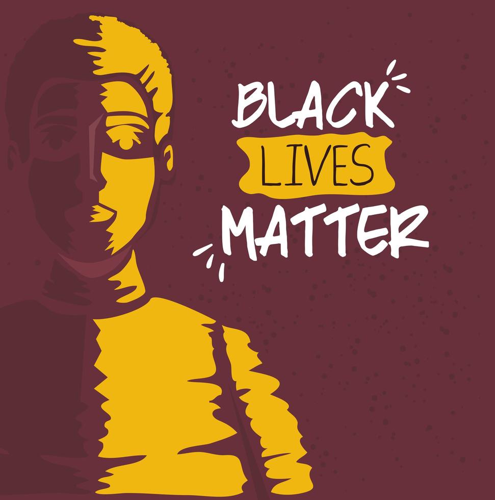 les vies noires comptent bannière avec l'homme, arrêtez le concept de racisme vecteur
