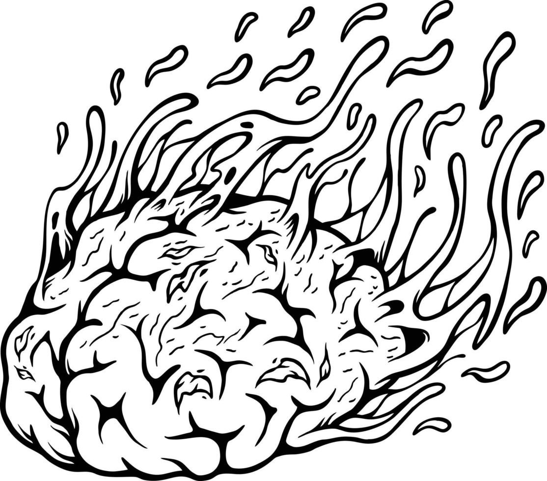 effrayant fondu zombi cerveau logo monochrome vecteur des illustrations pour votre travail logo, marchandise T-shirt, autocollants et étiquette conceptions, affiche, salutation cartes La publicité affaires entreprise ou marques