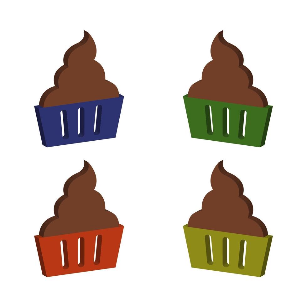 cupcake isométrique sur fond blanc vecteur