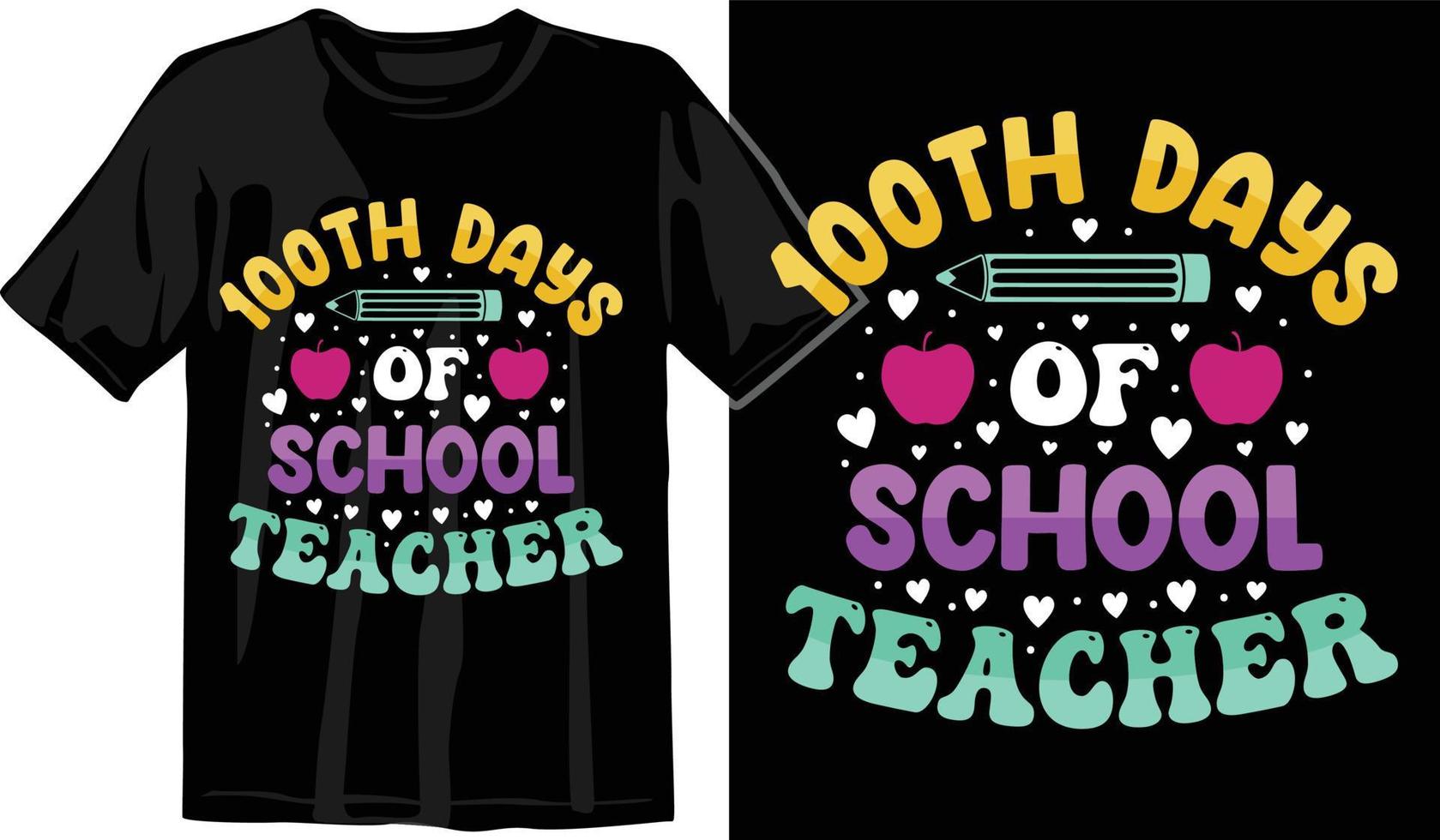 100e jours d'école, conception de t-shirt des cent jours, t-shirt de célébration des 100e jours vecteur